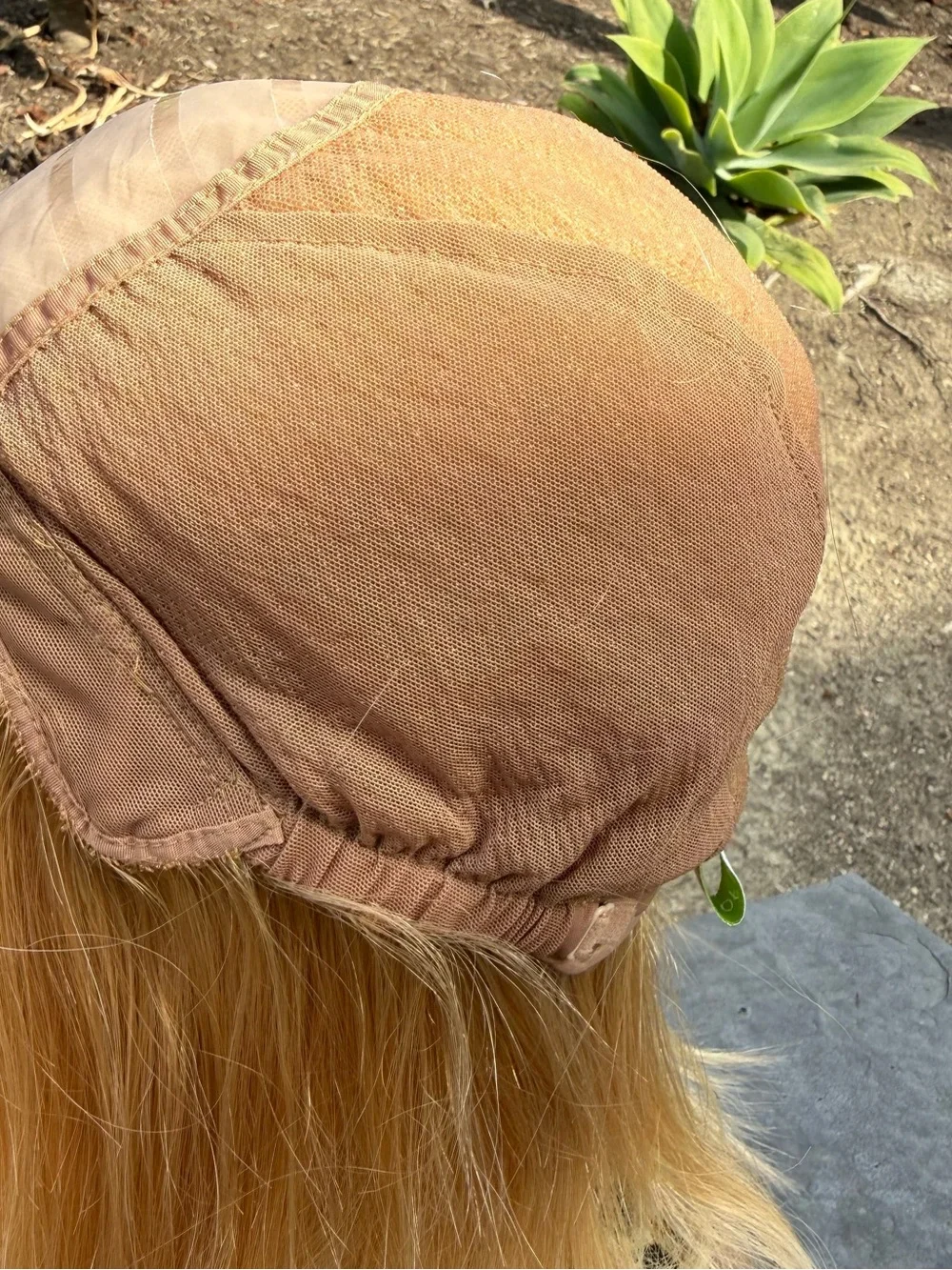 Human hair blonde Layered Women's Wig - medical cap